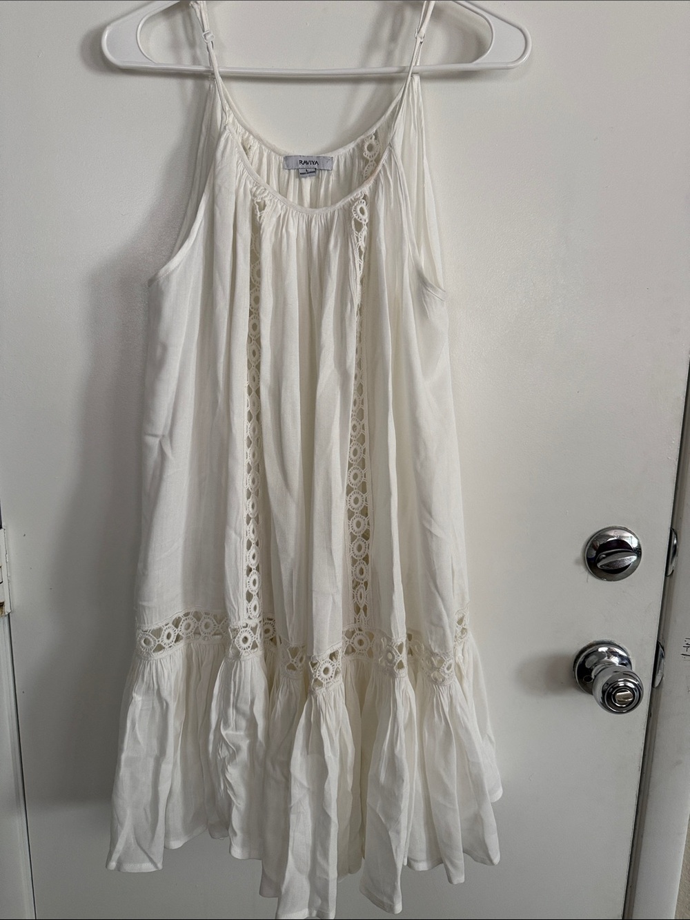 Raviya White Crochet-Trim Shift Dress